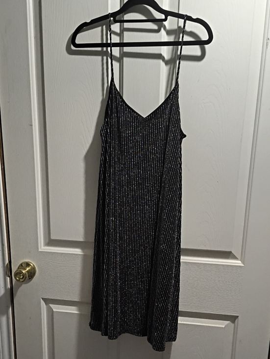 envy Dresses & Skirts - envy Black Metallic-Striped Slip Midi Dress